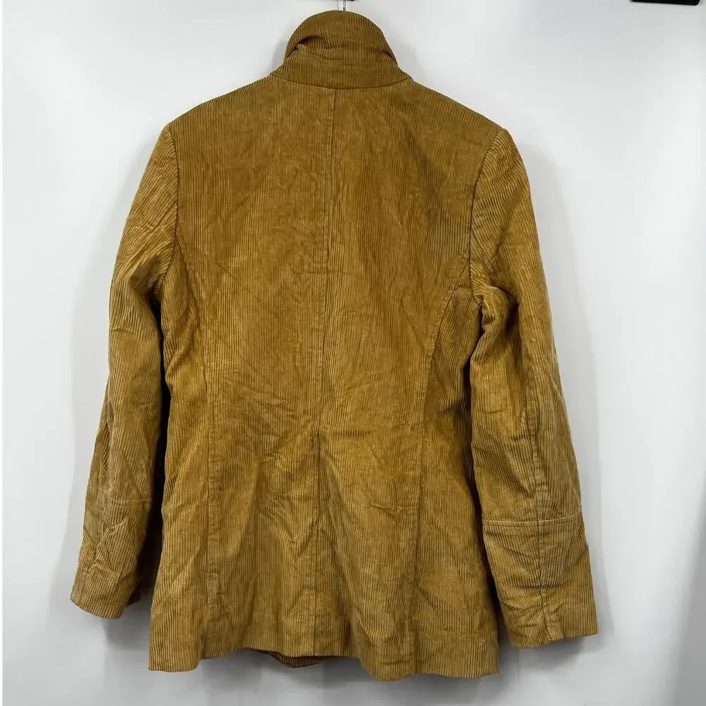Express Jacket Womens Mustard Yellow Tan Funnel Neck Corduroy Size 7 8‎